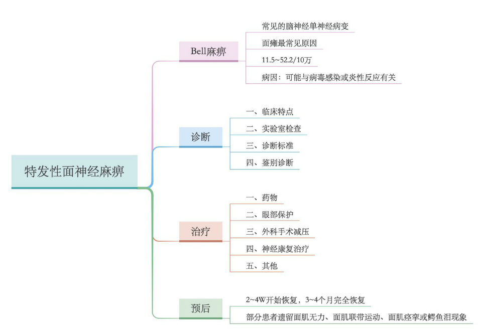 思维导图:中国特发性面神经麻痹诊治指南2016